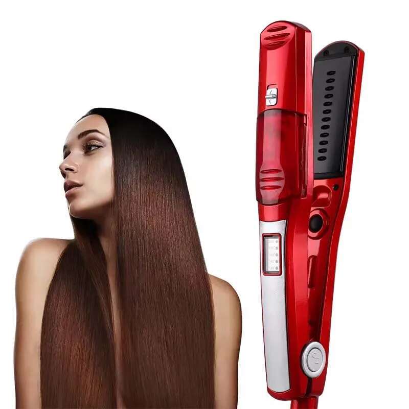 Electric Portable Ceramic Coating Steam Straightener Iron Salon Professional Hair Styg Tool