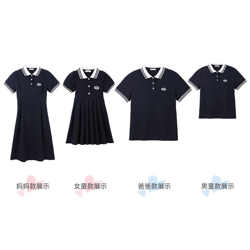 Parent child clothing 2024 summer new full home high-end family polo shirt short sleeved mother daughter waist slimming dress S2548