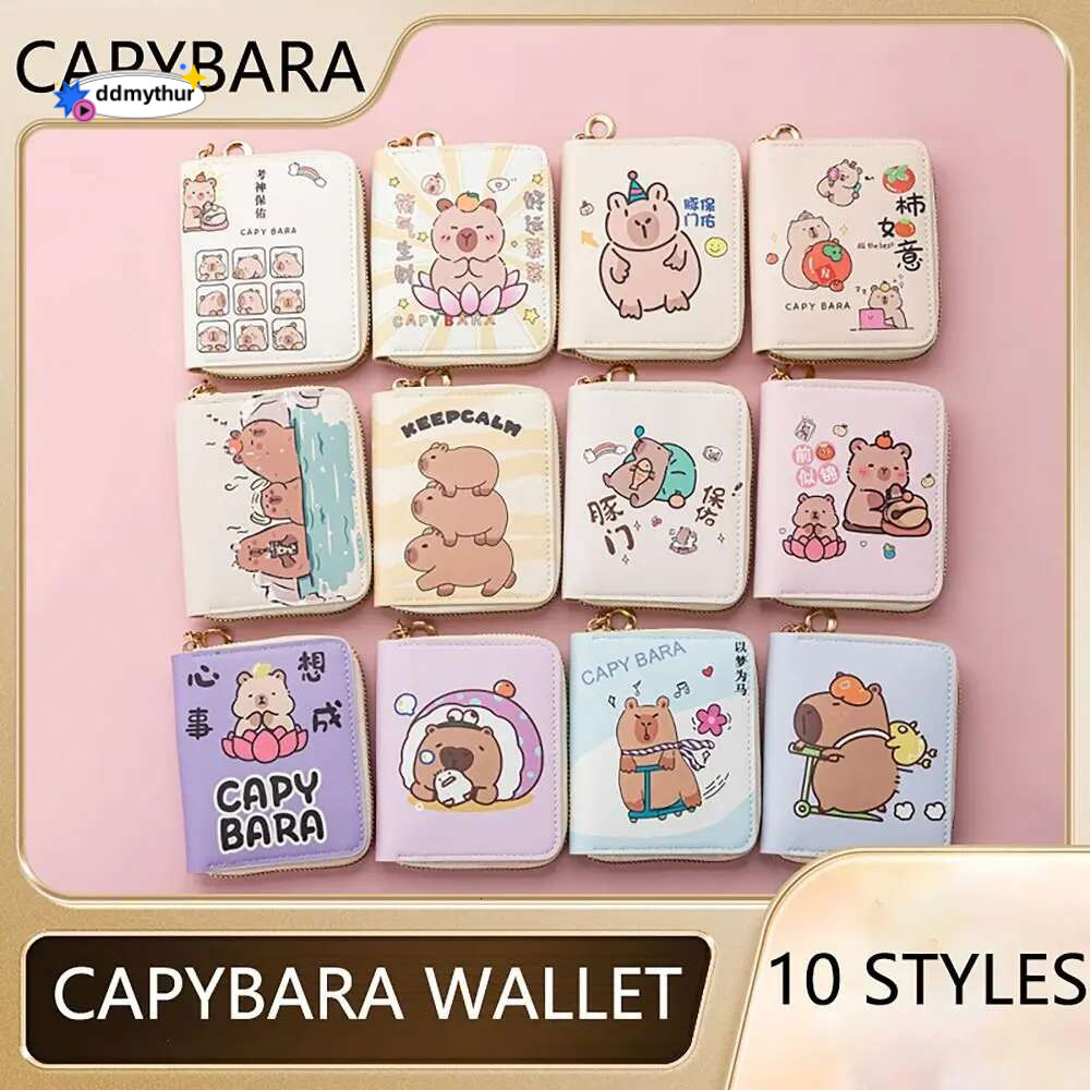 Vintage Capybara Money Coin Purse PU Leather Zipper Credit Holoder INS Style Card Wallets for Girls Students Gift Clutch ddmythur