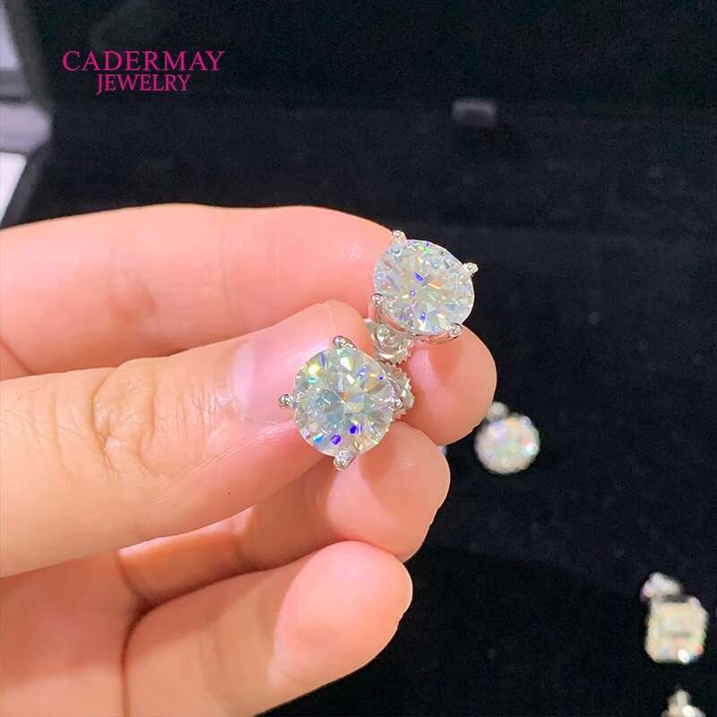 High Quality 4 Prongs Screw Back 10mm 4ct D VVS1 Moissanite Diamond Earrings Stud 925 Sliver Moissanite Earrings For Women Men
