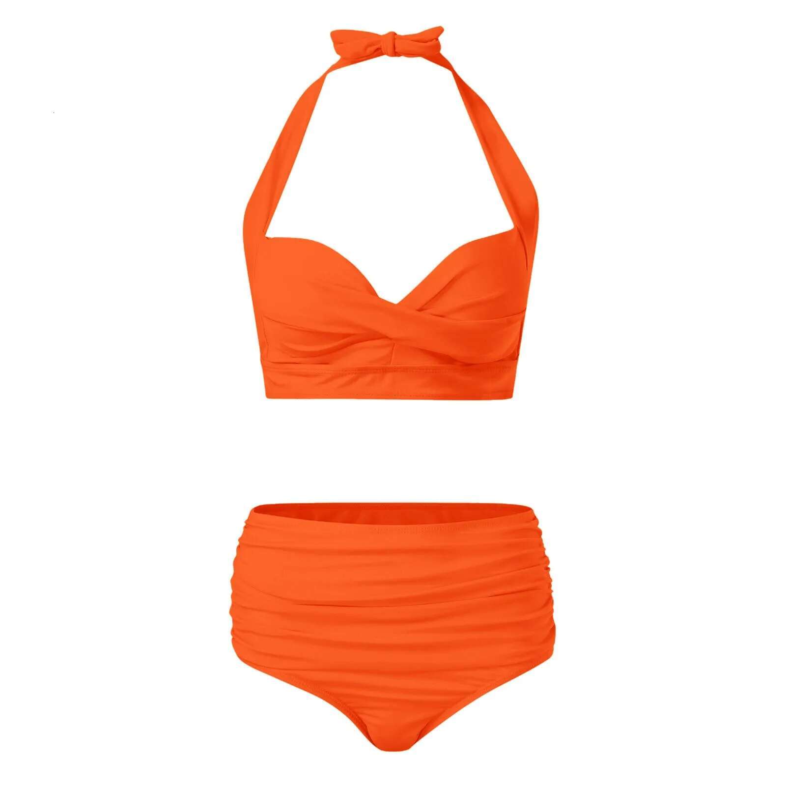 Dongdumaoyi Sexy Bikinis Women S Swimwear High Waist Female Swimsuit Orange Push Up Bathing Suits Girls Bikini Set Beachwear Bather