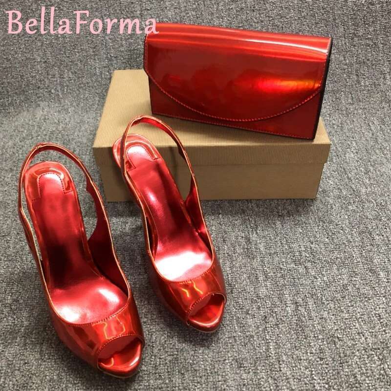 Women's Open-Toe Cross-Strap Fish-Mouth Stiletto Sandal Gold Platform Matching Clutch Banquet Wedding Sgback Pointy High Heel