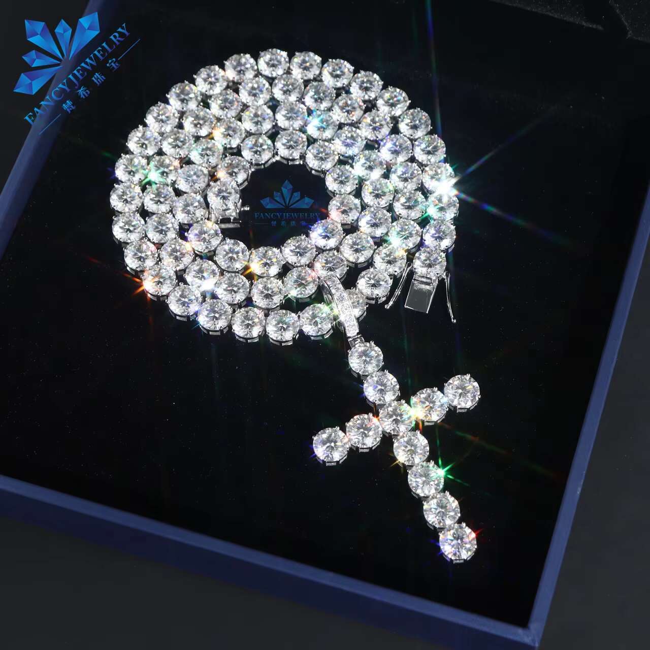 Cheapest Price Hip Hop Pendant 10mm D Color VVS1 Moissanite Cross Pendant Iced Out 925 Sterling Silver Tennis Cross for Men