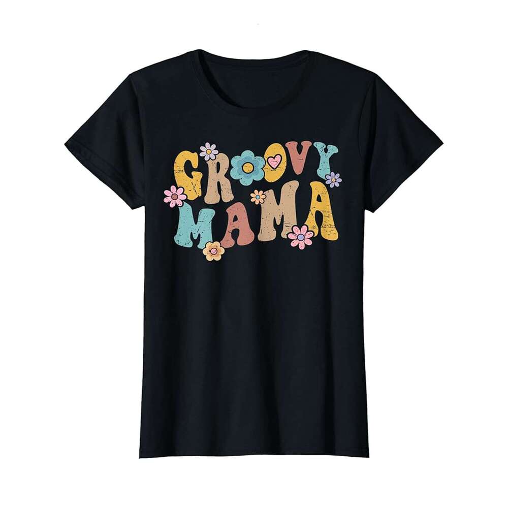 Designer T shirt Groovy Mama Vintage Tee Mothers Day Mom Mother Holiday - 220g T shits