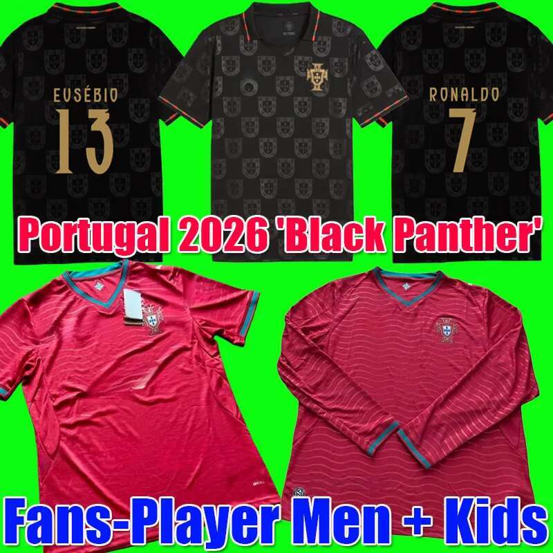 Edicao Special Portugal jersey 2026 Black Panther Kit DIOGO J soccer jerseys RUBEN Portugieser Portuguese ronaldo football shirts Men Kids kit sets