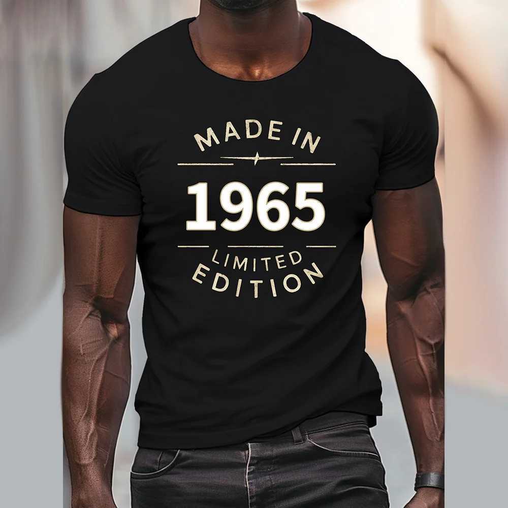 Retro 1965 printed mens T-shirt plus size loose mens short sleeved top casual crew collar T-shirt new summer mens clothingXJ250409