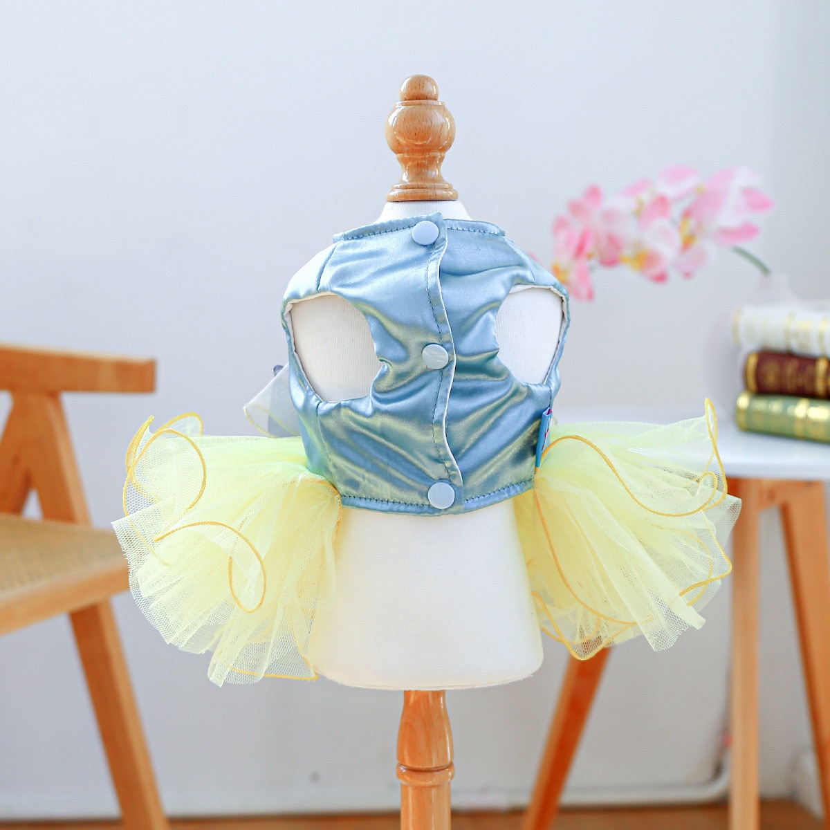 Fancy Dog Dress , Embroidered Dog Wedding Dress, Bow Puppy Clothes for Small pet Girl Multi-Layer Lace Cat Outfit colorful