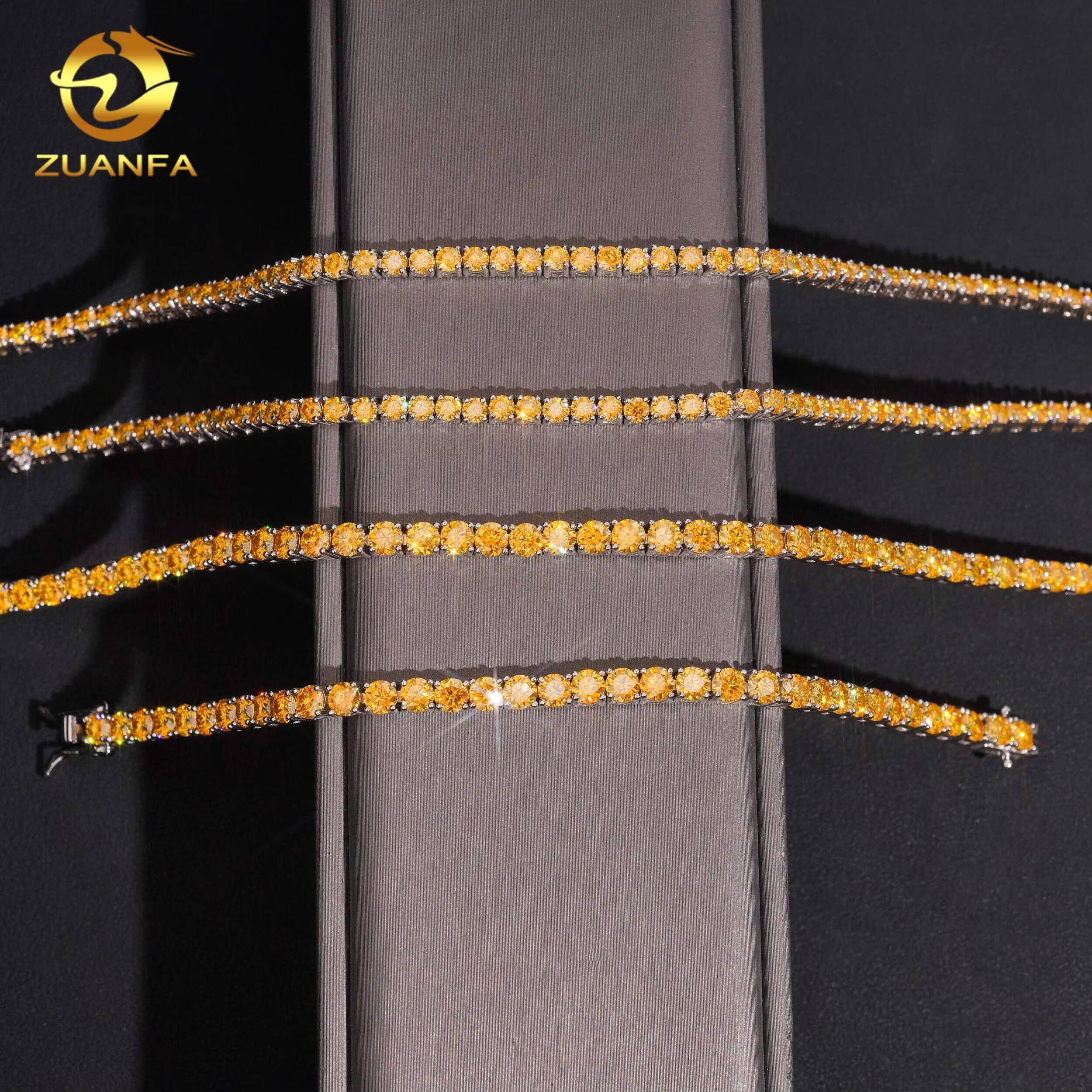 Hot Sale Bracelet Moissanite Pass Diamond Tester 925 Sterling Silver Gold Plated 3mm Yellow Moissanite Tennis Bracelet Jewelry