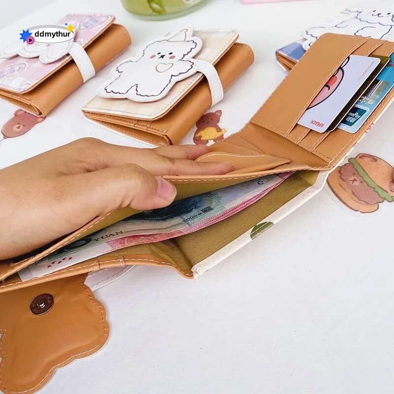 Cute Bear Wallets Women Small Hasp Girl Credit Card Holder For Pu Leather Coin Purse Female Wallet Short New 2024 ddmythur