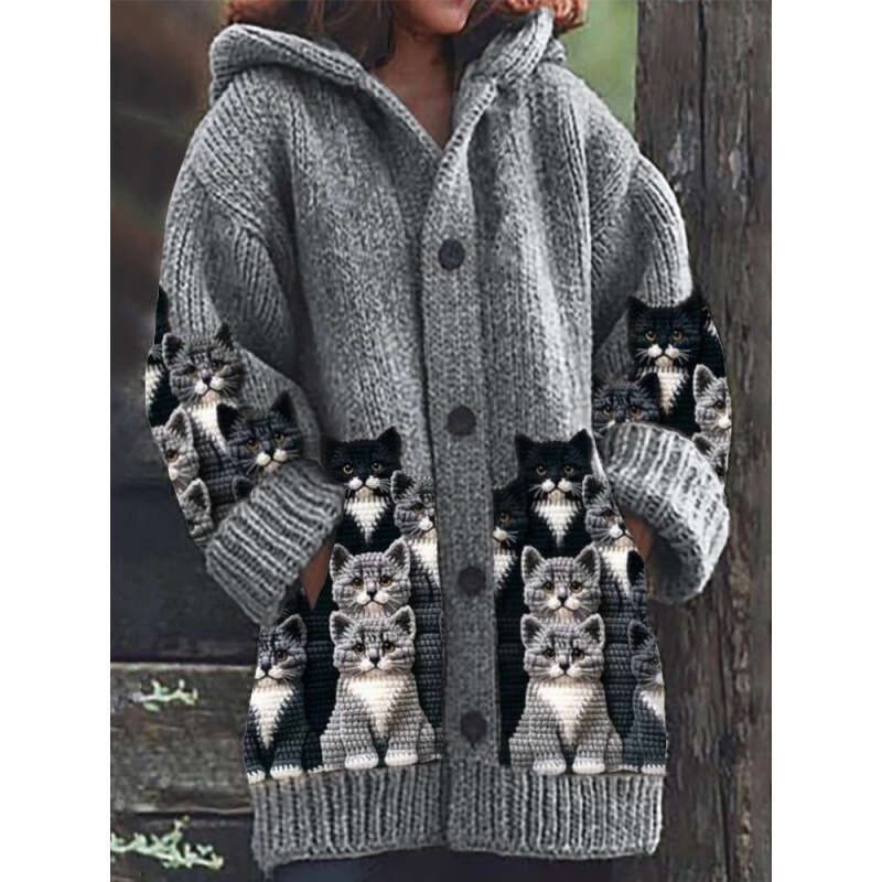 2025 New Halloween Animal 3D Printed Casual Hooded Cloak Jacket autumn sweater print wildfox sweaters for women
