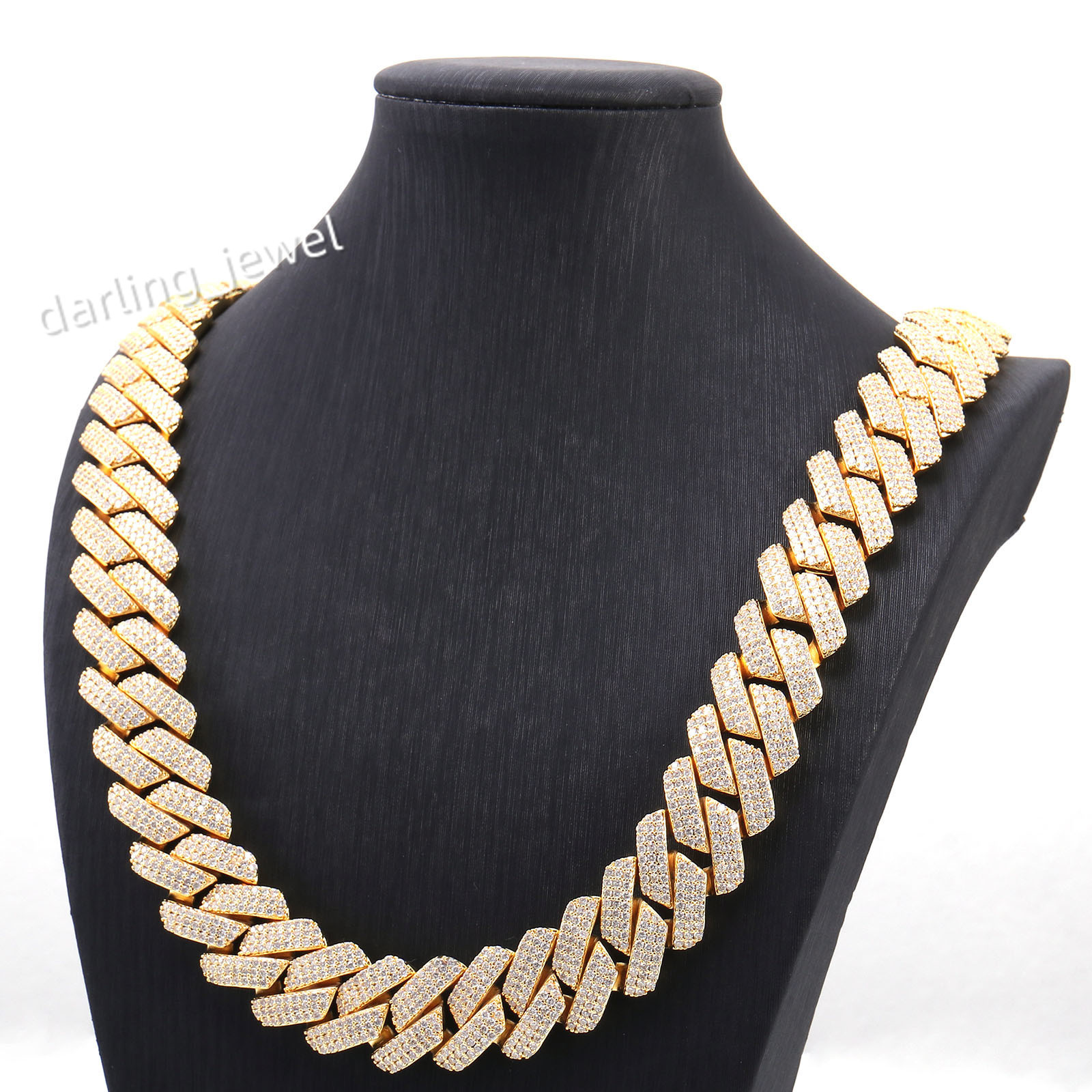 Mens Cuban Link Chain 15mm Miami Iced Out Diamond Cut Moissanite Cuban Chain 925 Sterling Silver Gold Cuban Link Chain