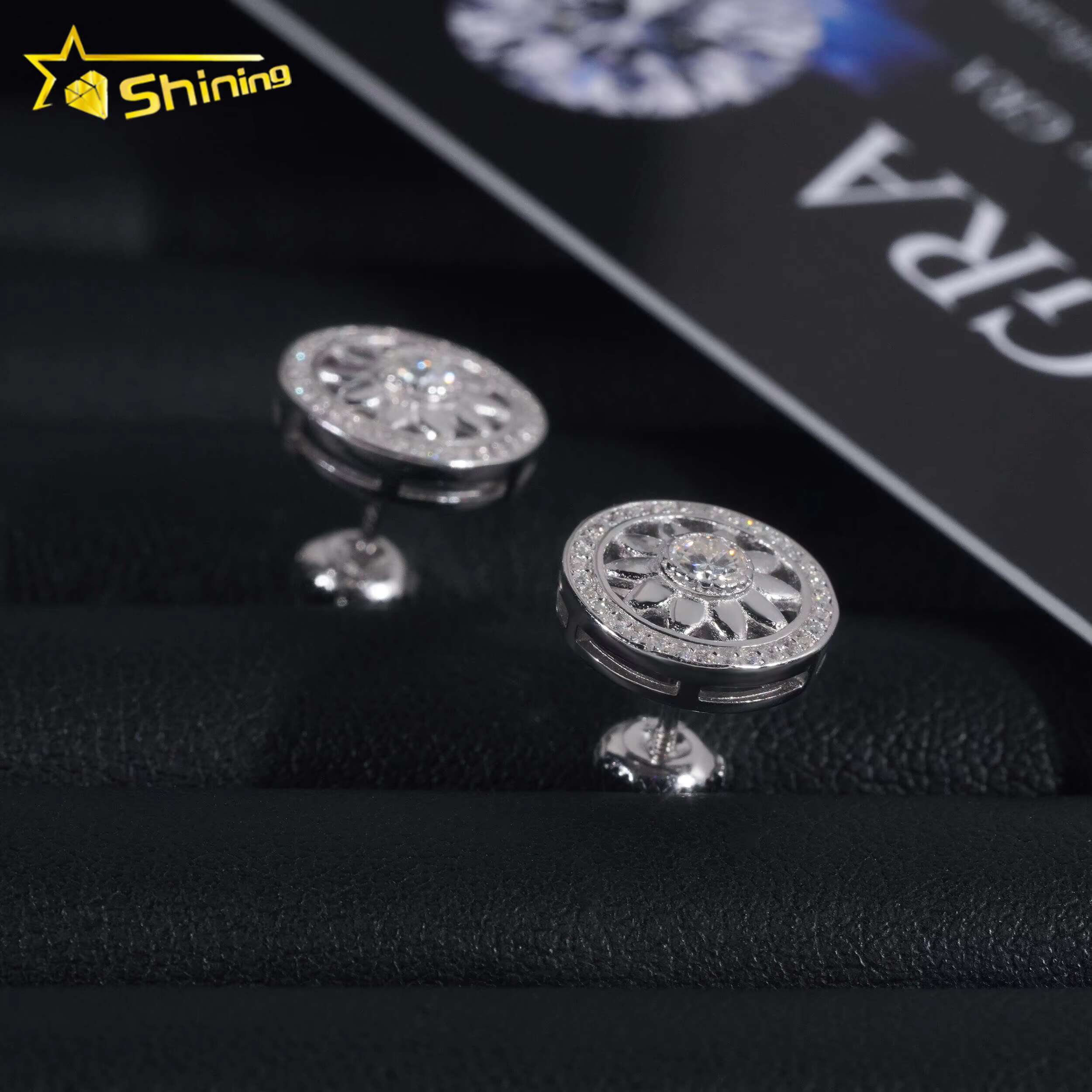 Promotion Price Pass Diamond Tester GRA Certified VVS Diamond Fully Iced Out Hip Hop 925 Silver Jewelry Moissanite Stud Earrings