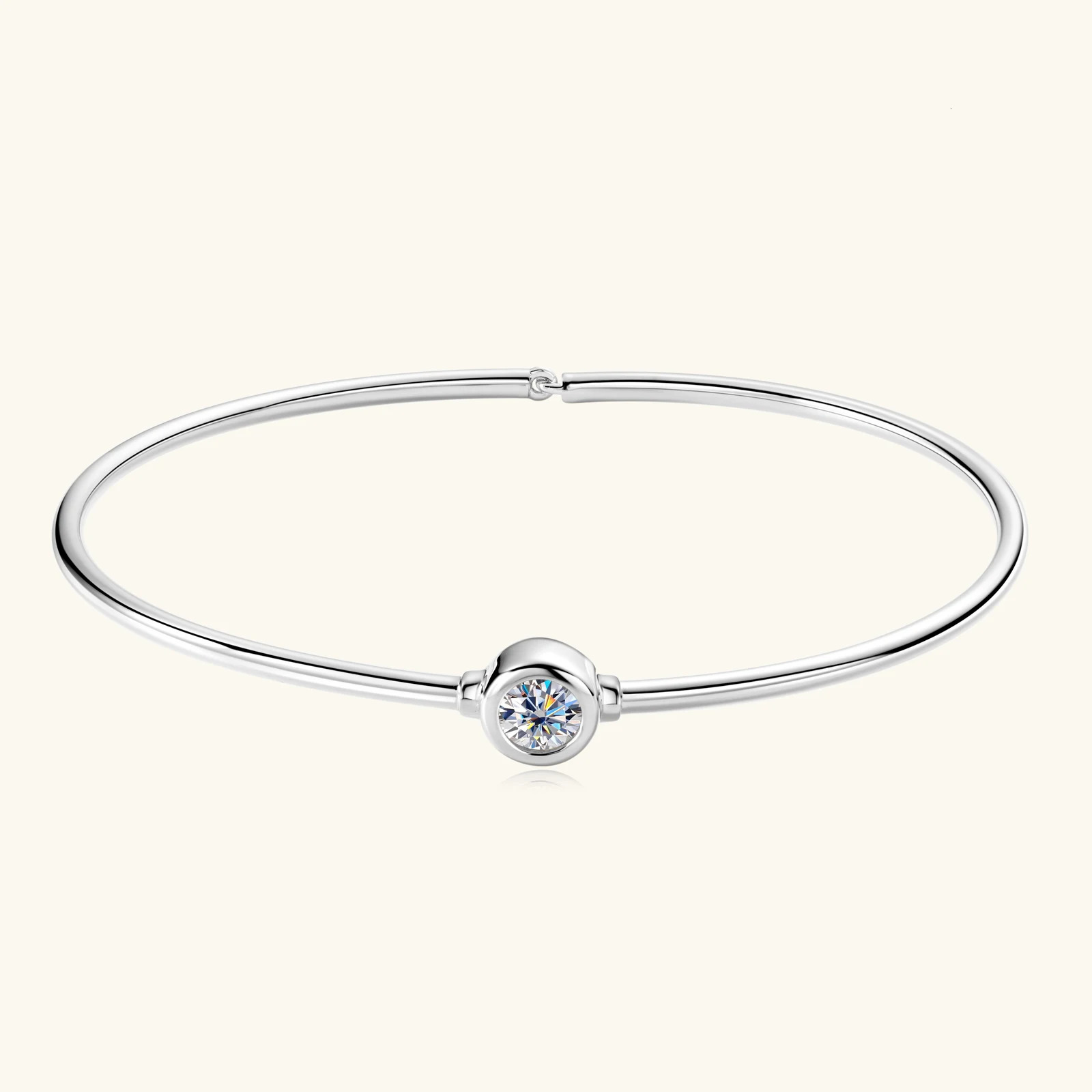 0.5CT Bangle Bracelet 18K Gold Plated 925 Sterling Silver Classic Bangle Bezel Set Diamond Bracelet for Women Gifts 250408