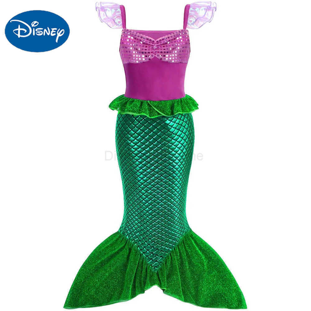 Disney Girl Role Playing Little Mermaid Ariel Ball Princess Costume Childrens Summer Casual Dress Halloween Birthday Party Dress up 2024 X2504081