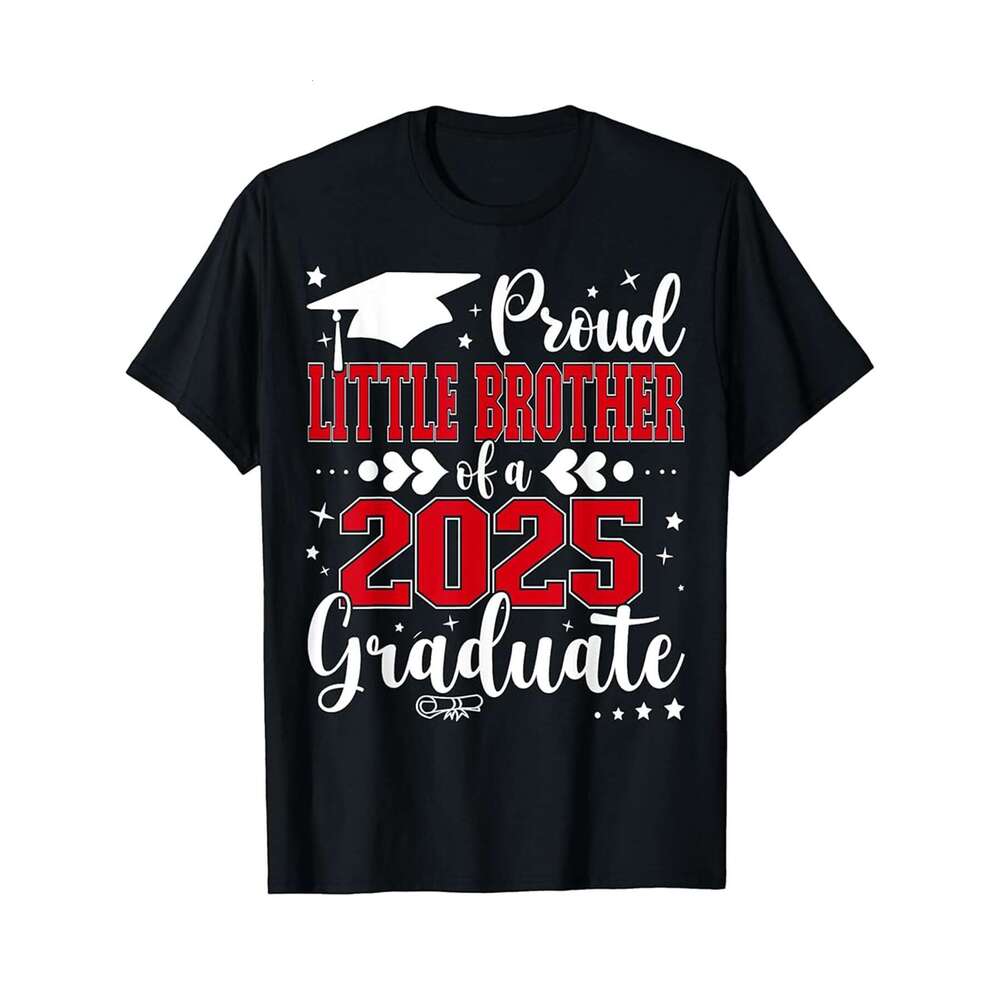 Designer T shirt Proud Lil Brother of a Class of 2025 Senior Graduate 2025 - 220g Tshits