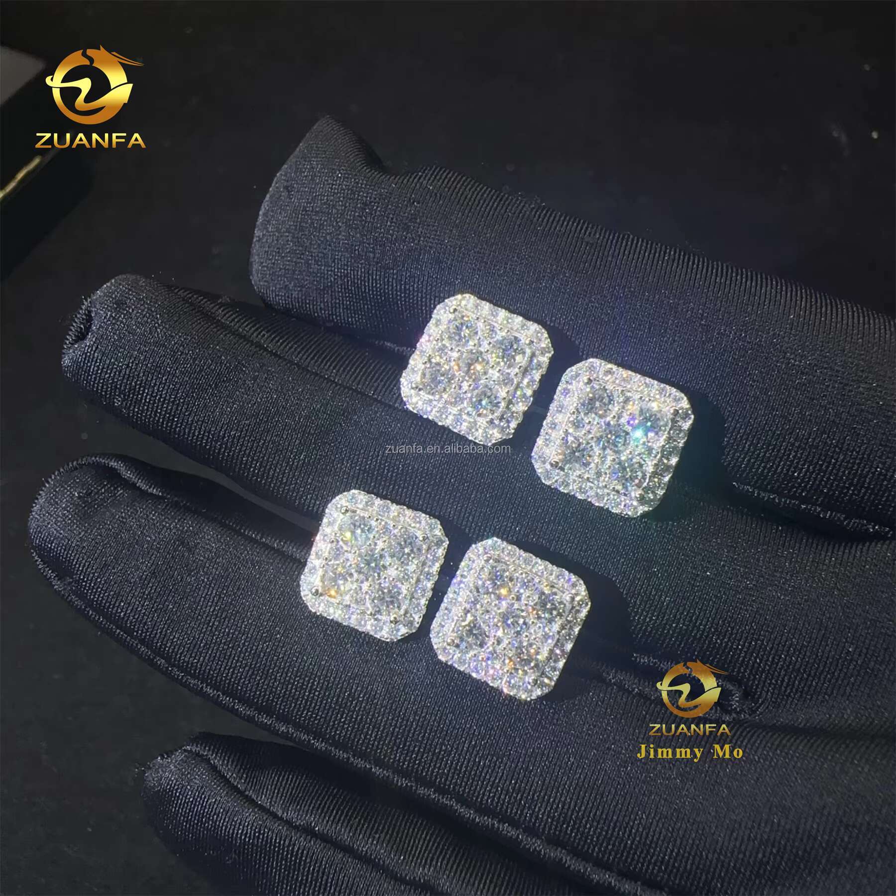 Drop Shipping Popular Pass Diamond Testser Iced Out Hip Hop 925 Sterling Silver Vvs1 Moissanite Diamond Stud Earrings Men