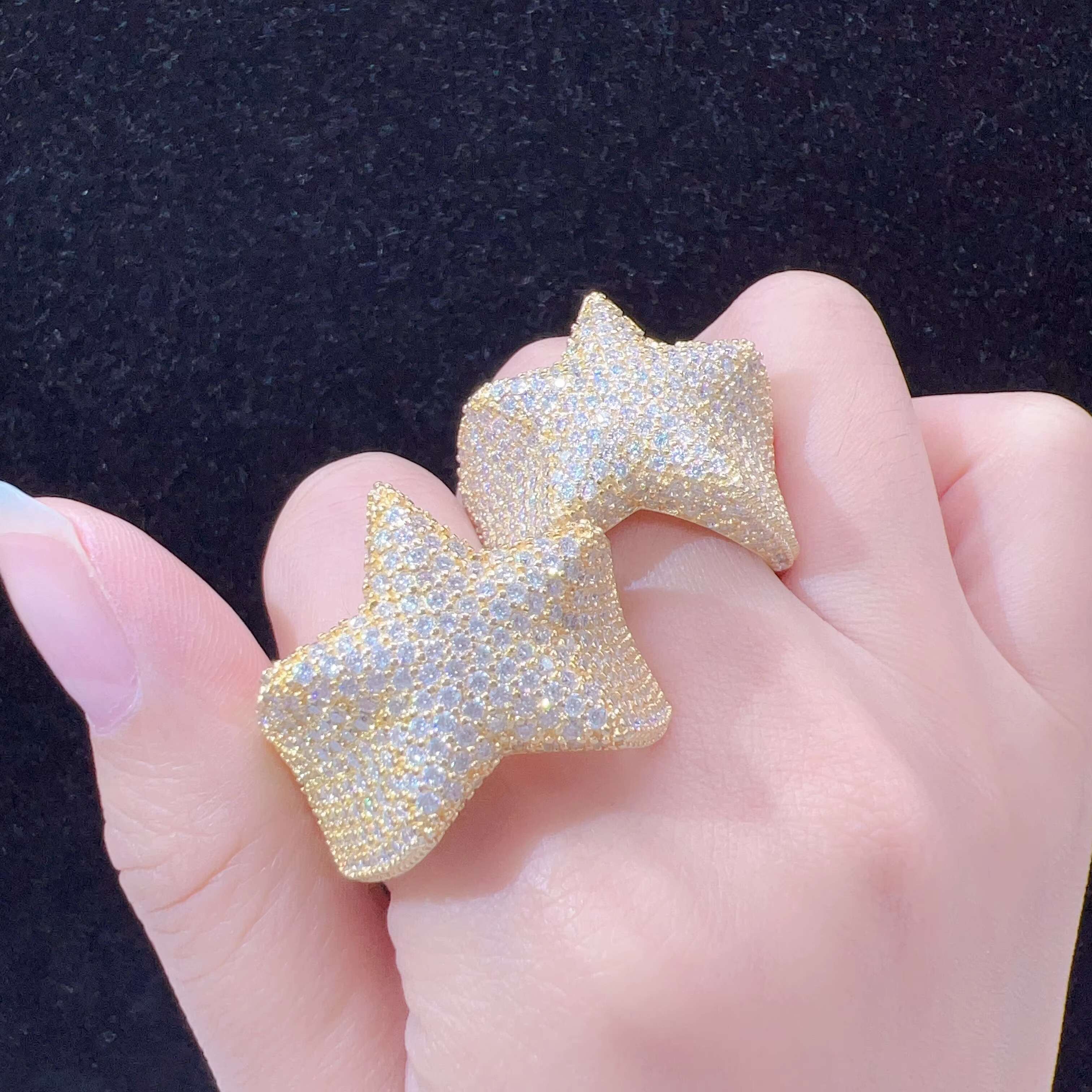 Wholesale GRA Certificate Hiphop Men Women Fine Jewelry Iced Out 925 Sterling Silver VVS Moissanite Diamond Star Ring