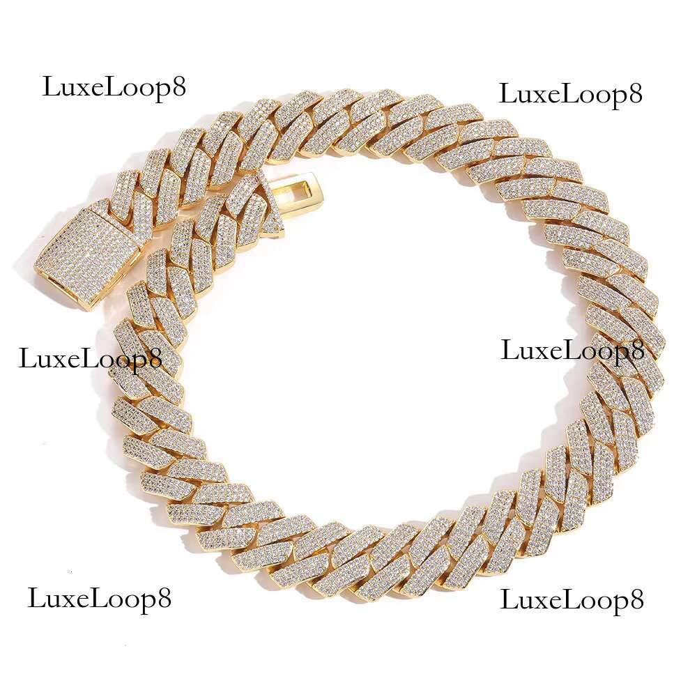 Mens k Gold Sier Plated Bg Miami Cuban Necklace Dia Chain for Men 16MM Iced Out Hip Hop Jewelry