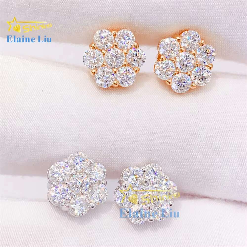 Wholesale Price Fashion Jewelry 12mm Width Earring Custom 18k Gold Plated 925 Sterling Silver Vvs Moissanite Stud Earrings
