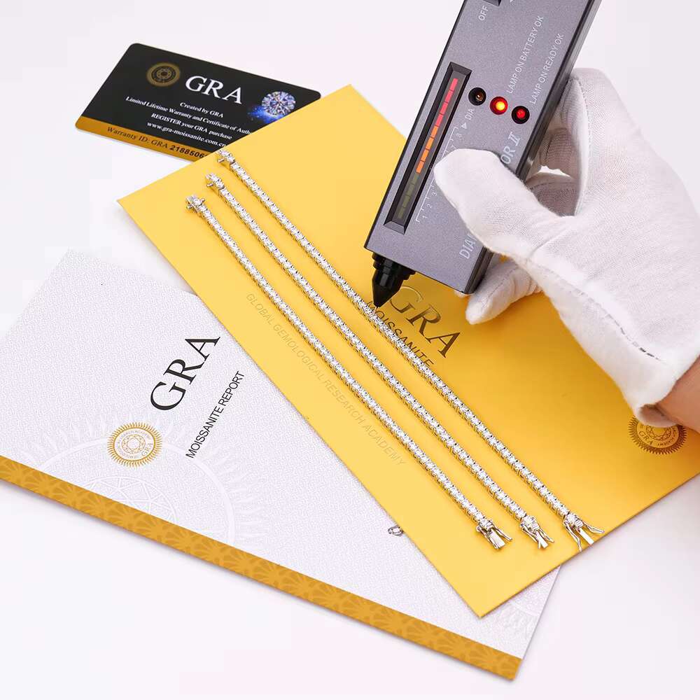 Trueya Jewelry Wholesale Iced Out Gold Plated Pass Diamond Tester Clustered VVS Silver Moissanite Tennis Bracelet Link Chain