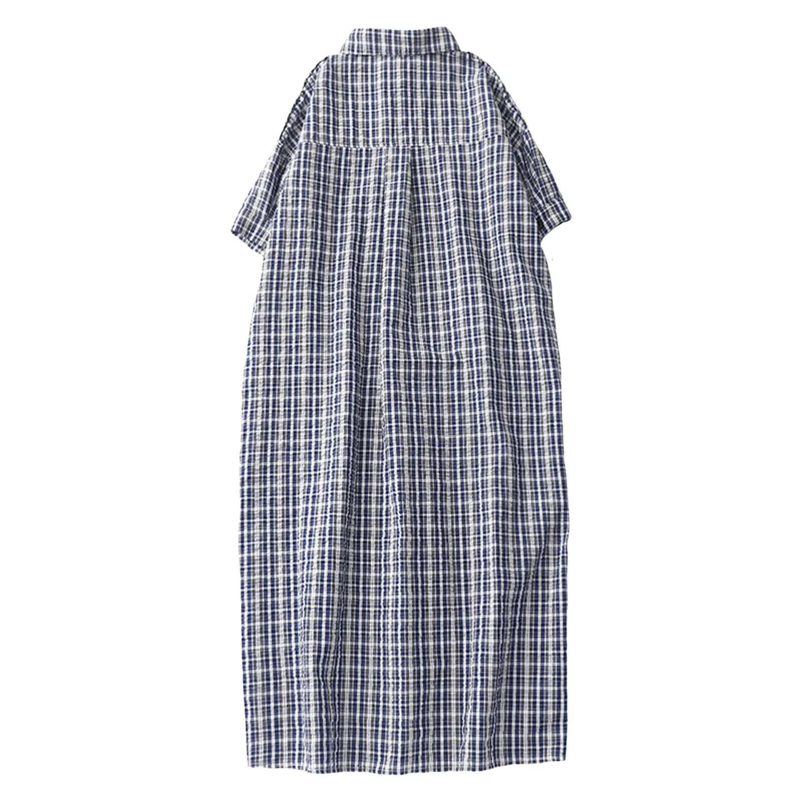 Dongdumaoyi Sweet Plaid Dress Ladies Casual Temperament Slim Shirt Long Skirt Elegant For Women Button Short Sleeve Dresses