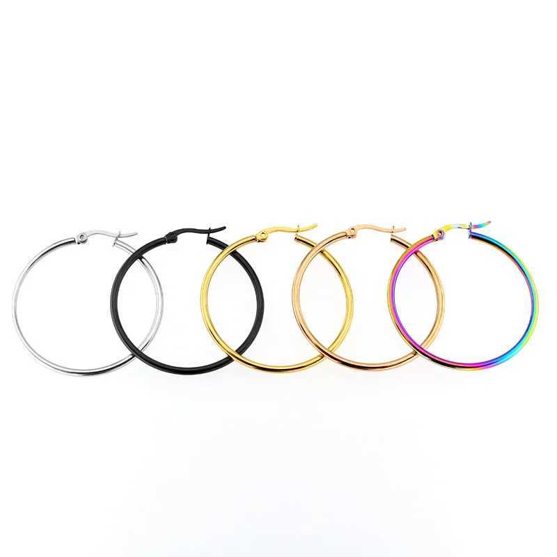 Hoop Earrings Small Big Circle Women Exaggerated Hoop Ear Loop Smooth Ring Round Earring Stainless Steel Jewelry Wholesale Z250408