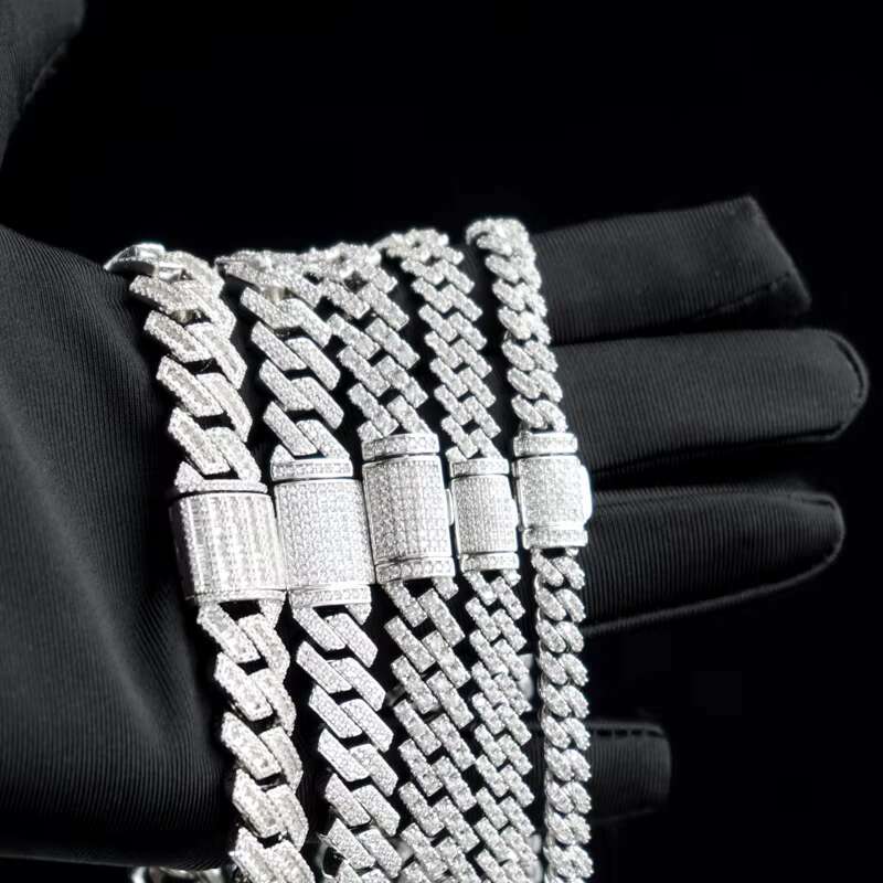 New Arrival High Quality 13mm 18K Gold Plated VVS Moissanite 925 Sterling Silver Cuban Link Chain