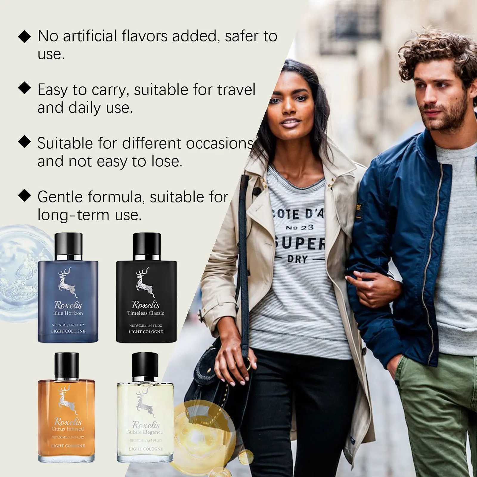 Roxelis 50ml Cologne Series Charming perfume Persistent pheromone Fresh and elegant scent Eliminates mens dating gifts Flirting perfumeXJ250409