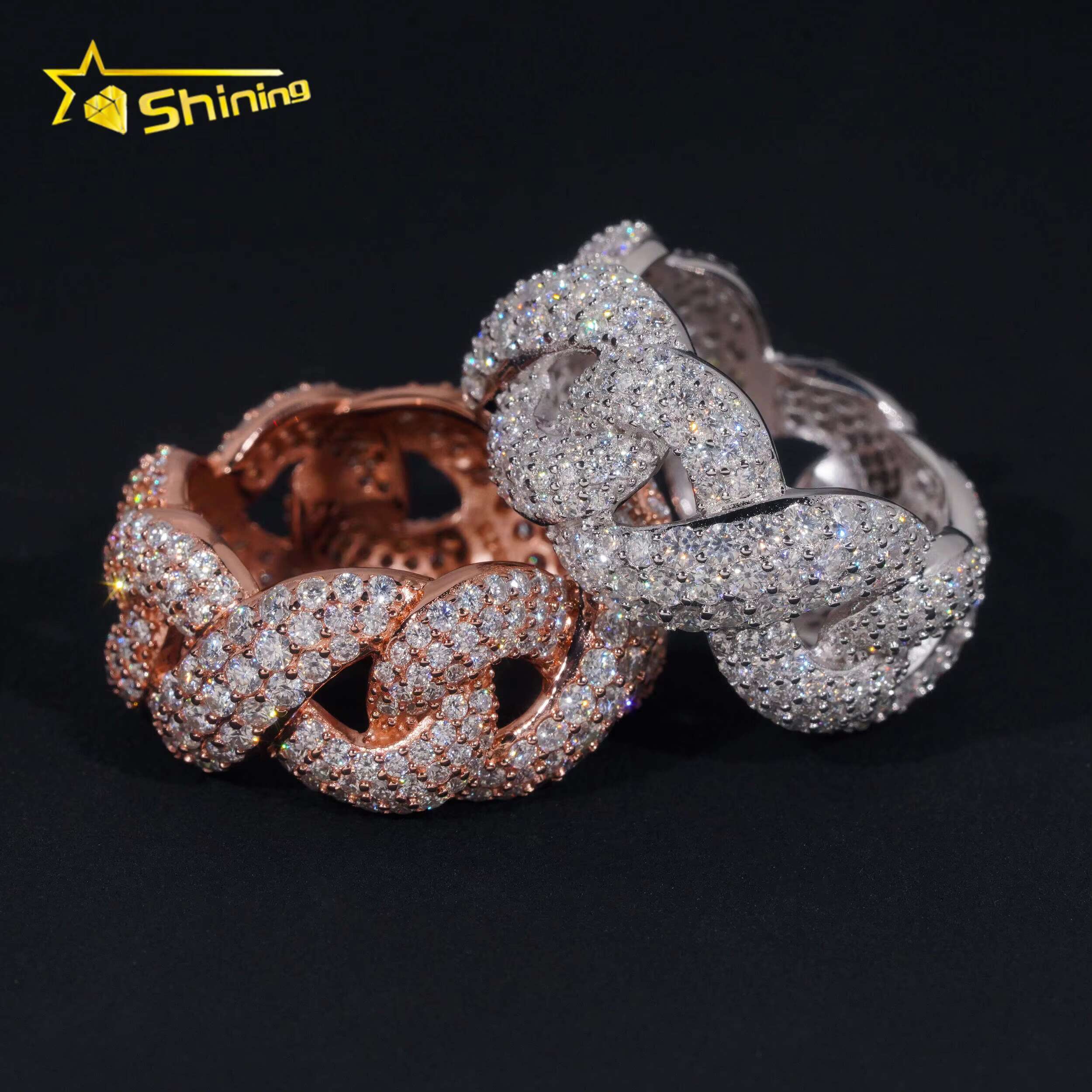 New Style Pass Diamond Tester Hip Hop Jewelry 925 Silver Fully Iced VVS Diamond Infinity Moissanite Cuban Ring