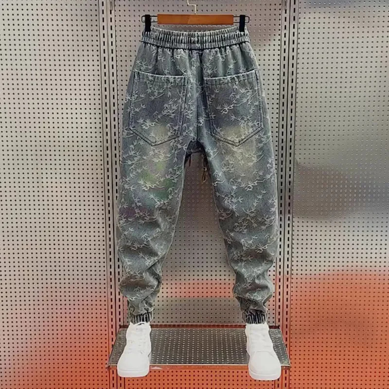 Jacquard American Classic Jeans Fashion Joints Harem Pants High Quality Men Clothing 250408