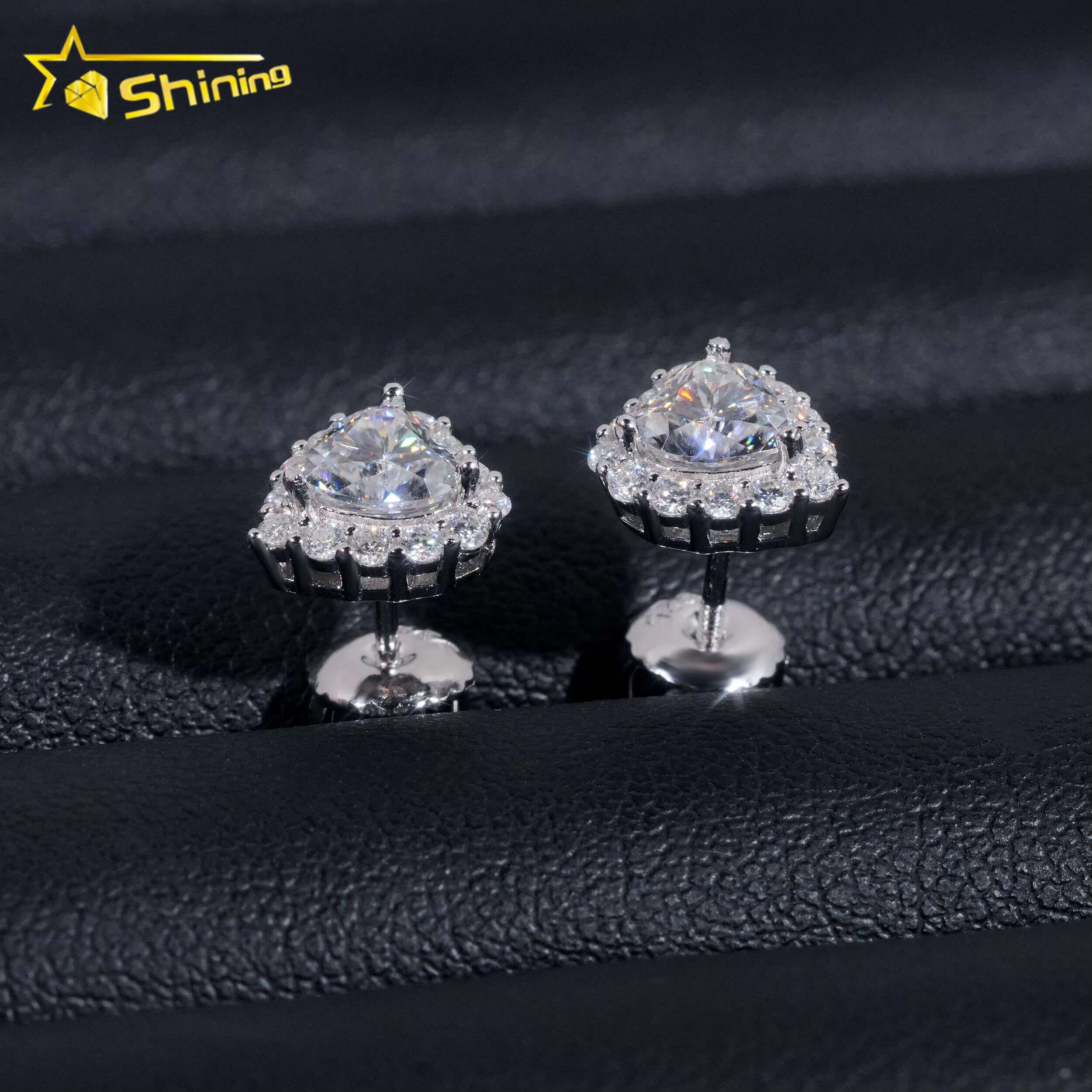 Hip Hop Jewelry Pass Tester GRA Certified Stocks Brilliant Diamond 925 Sterling Silver Moissanite Stud Earrings Heart Earrings