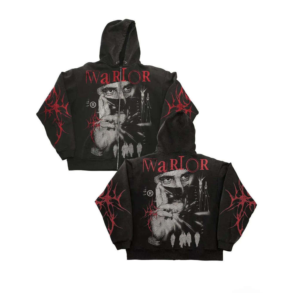 American street trend new Y2K printed unisex zipper loose hooded sweatshirt gift for man