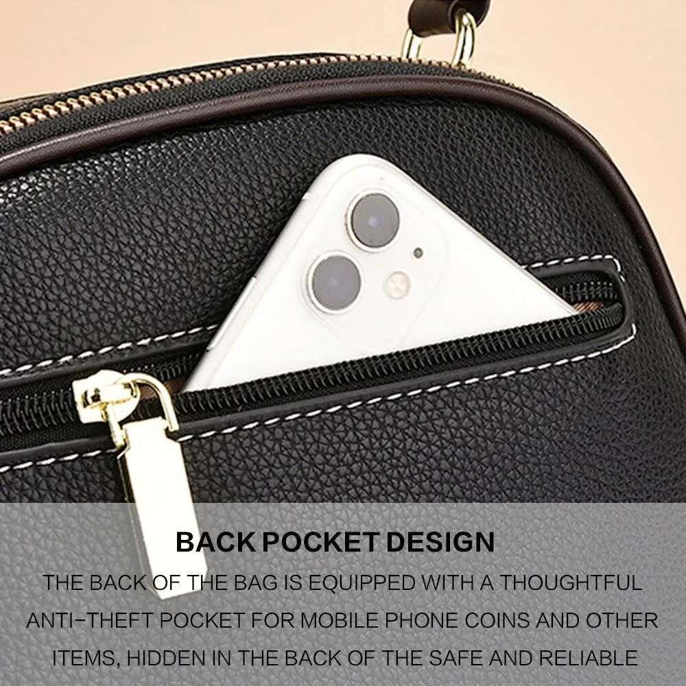 KISMIS Three-Layer Soft Leather Texture Crossbody Bag, Shoulder Bag With Large Capacity, Versatile Casual Fashion Ladies Handbag