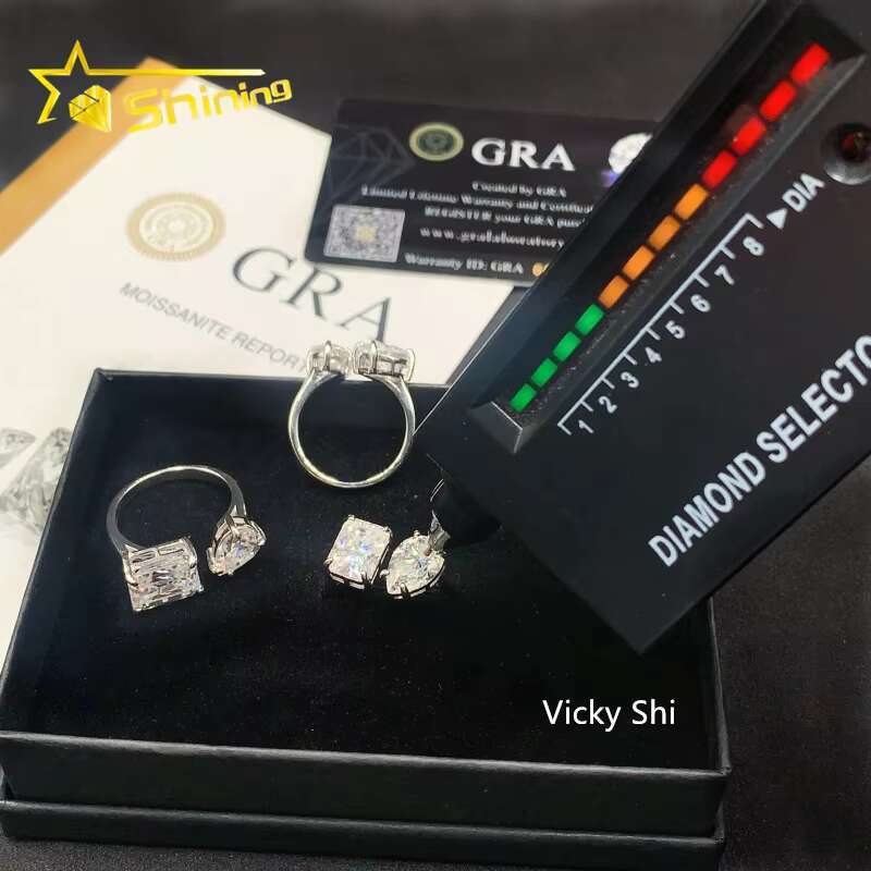 Fine Jewelry Rings Collection Women 925 Sterling Silver D VVS Moissanite Wedding Rings Customized Iced Out Diamond Ring Gifts