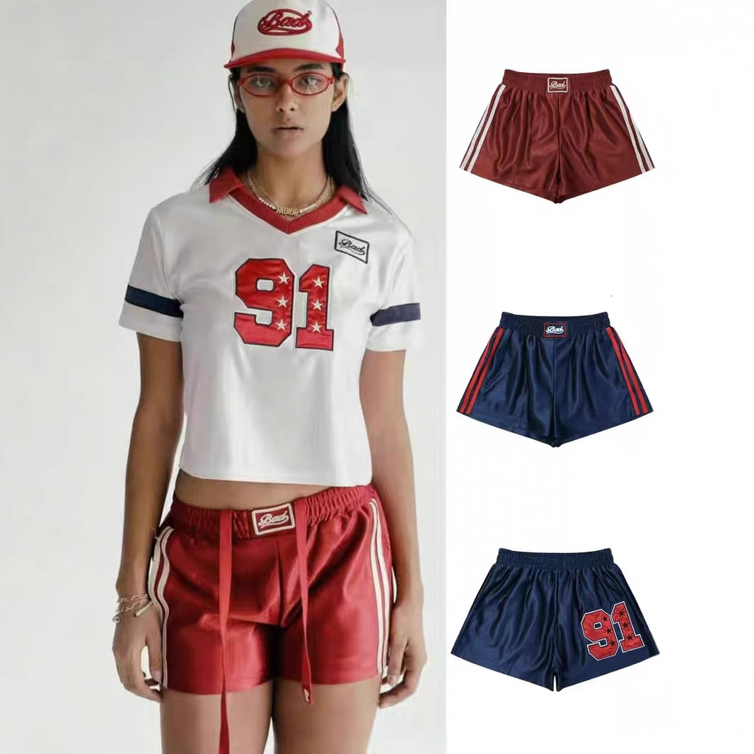 2025S Designer Shorts For Women Korean Badbloom Shorts American Spicy Girl Loose And Simple Drawstring Alphanumeric Striped Casual Pants Beach Pants