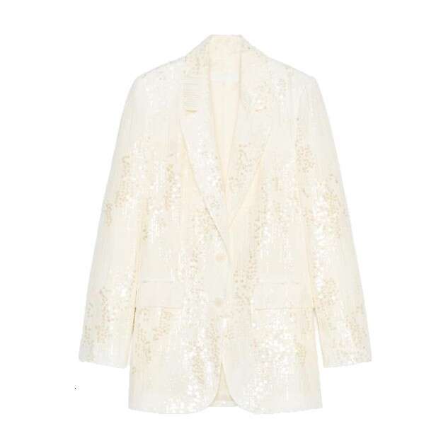 Fashion Women's Sequin Blouse Suit Jacket Coat Long Pants Elegant Commuter Versatile Set for Women