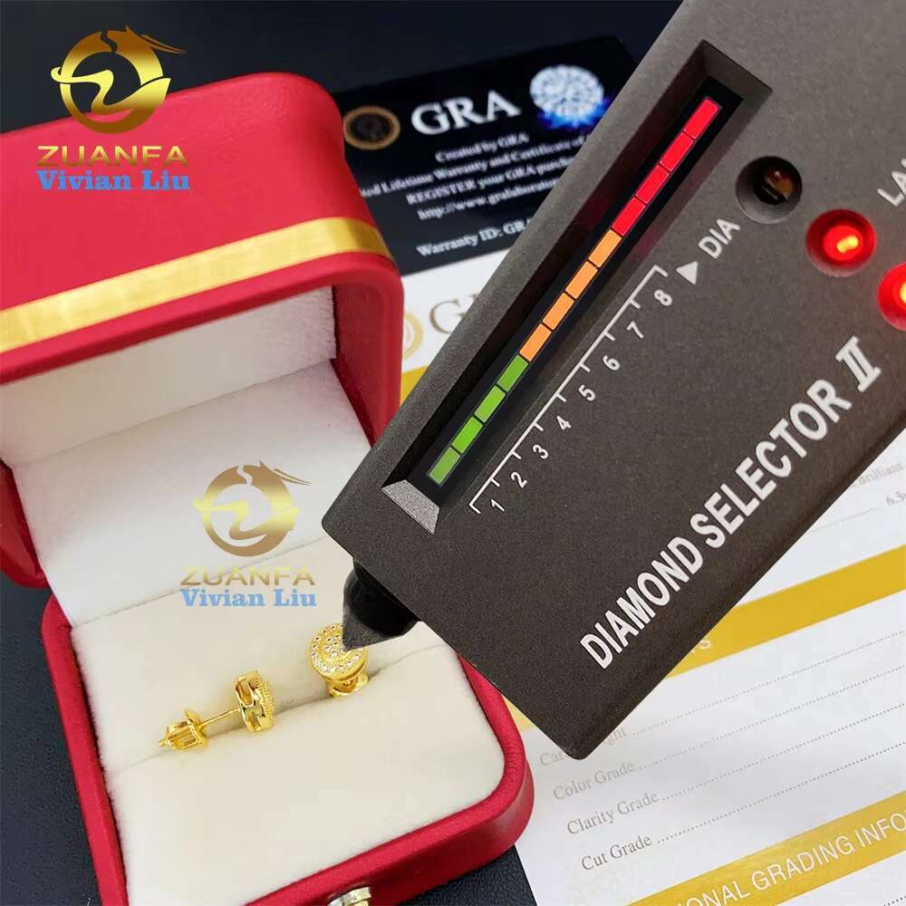 Fine Jewelry 18k Gold for Women Jewelry Shiny 925 Sterling Silver Luxury Diamond Vvs Moissanite Stud Earrings