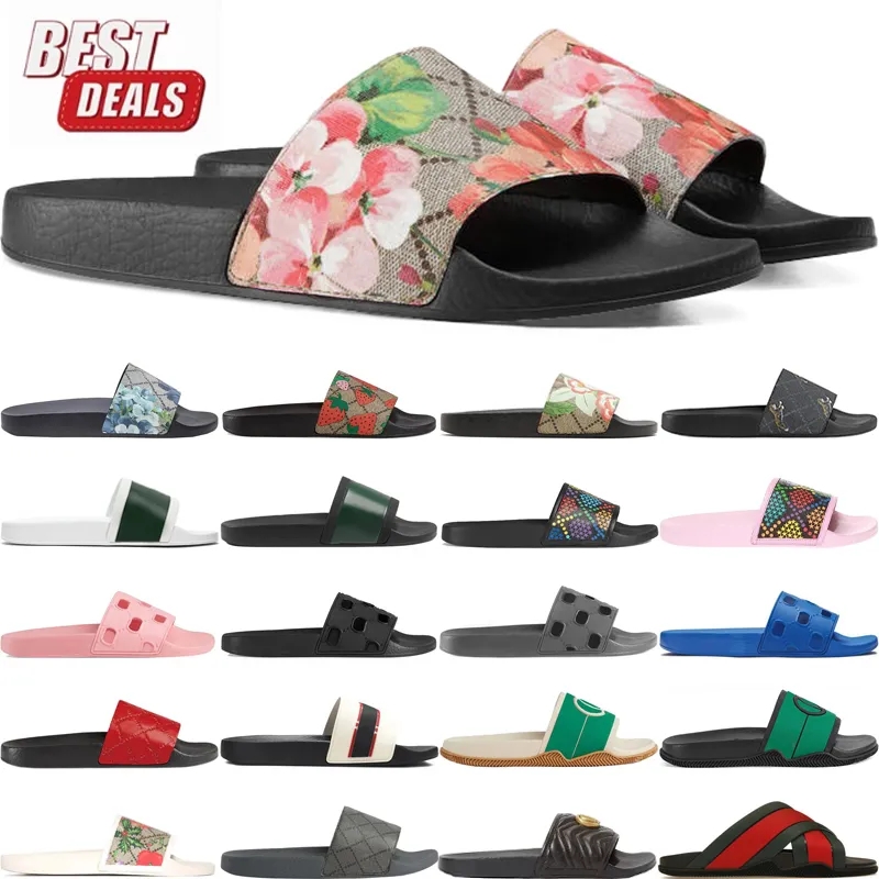 With Box Designer sandals slippers Web Rubber Slide Sandal Men Woman Slider Blooms Flower Tiger Bee Flat Gear Bottom Loafers Flip Flops Gear Bottoms B 022u#