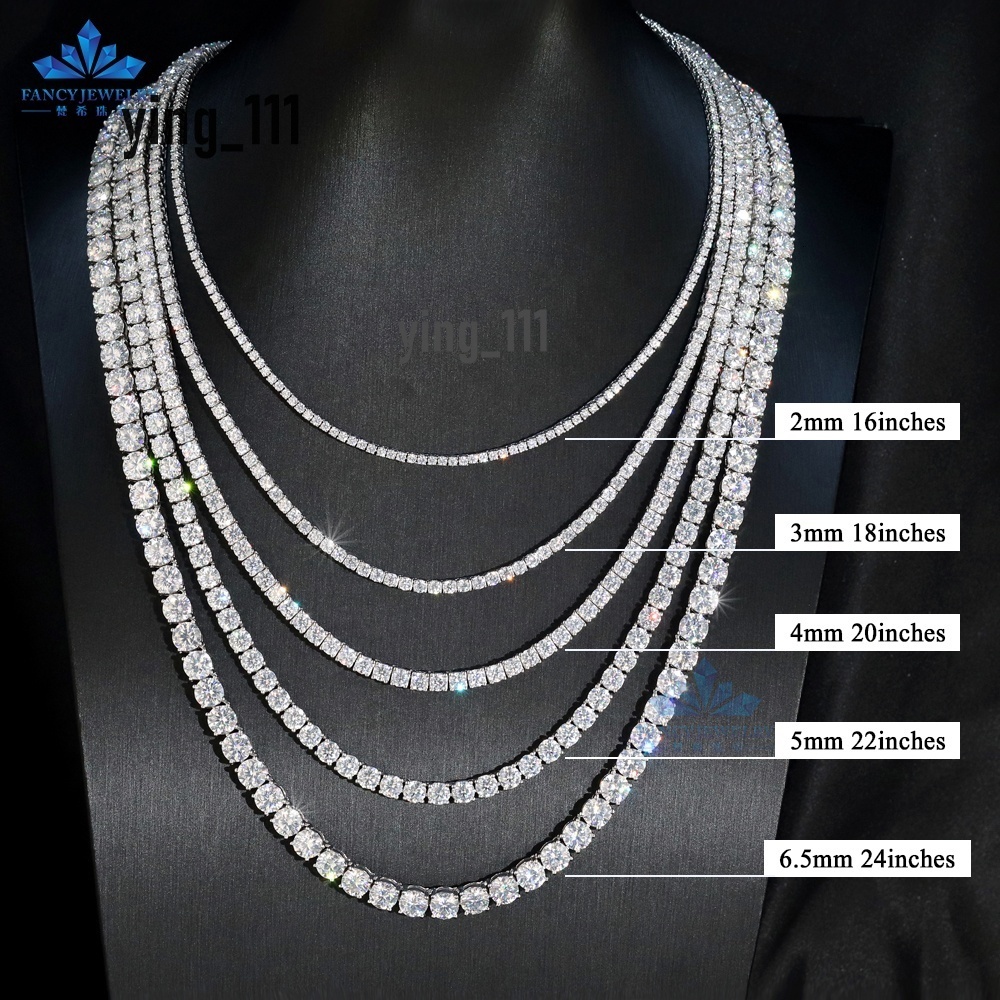 18k Gold Plated 925 Sterling Silver 2mm 3mm 4mm 5mm 6.5mm Ice Out Moissanite Clover Bracelet Moissanite Tennis Necklace