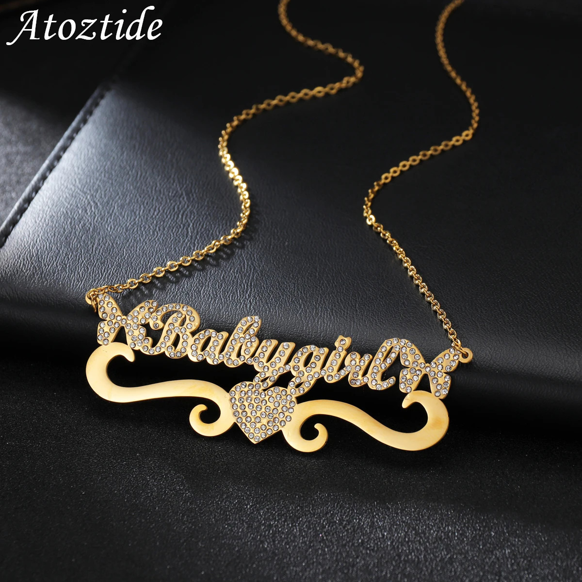 Custom Personalized Name Stainless Steel Necklaces Cubic Zircon Letters for Women Bling Pendant for Women Jewelry Drop 250409