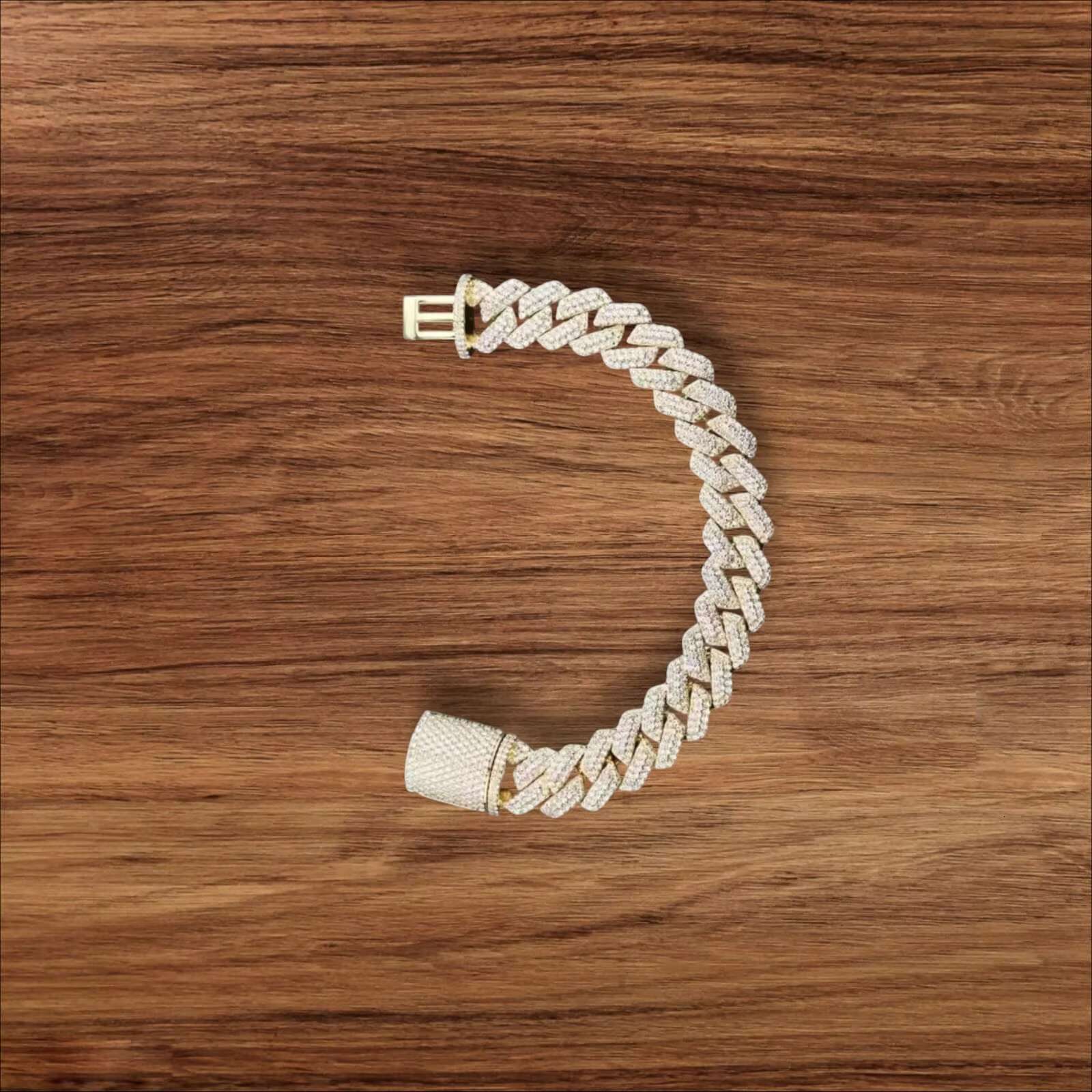 925 Sterling Silver Labgrown Moissanite Iced out Hip Hop Bracelet for Men Cheap Price Pass Diamond Tester Cuban Link Style
