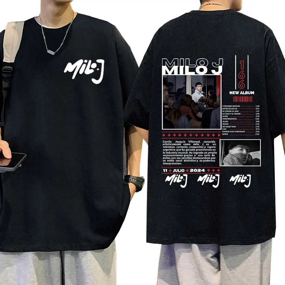 Rap singer Milo J 166 album Merch T-shirt mens fashion hip-hop T-shirt cotton casual ultra-fine short sleeved T-shirt street clothingXJ250409