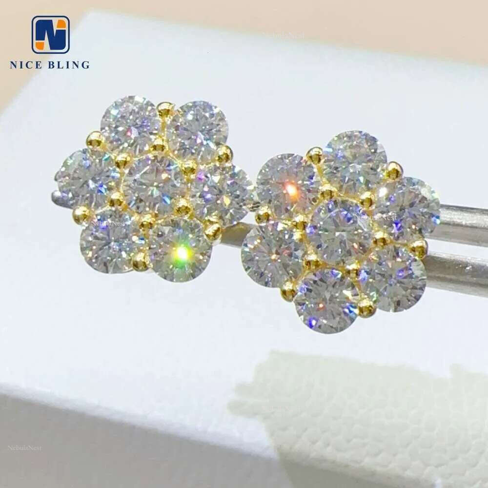 Cluster wer Design Dia Earrings Men Hiphop Sterg Sier Moissanite Ear Stud For Women