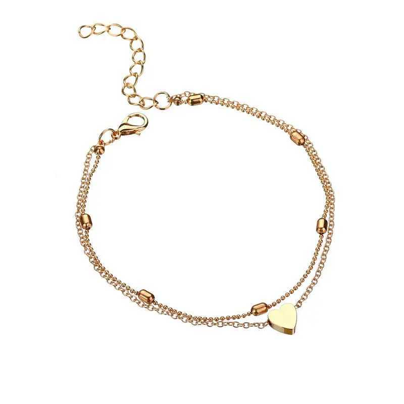 2pcs Anklets Women Heart Ankle Bracelet Charm Beaded Dainty Foot Jewelry for Women and Teen Girls Summer Barefoot Beach Z250408