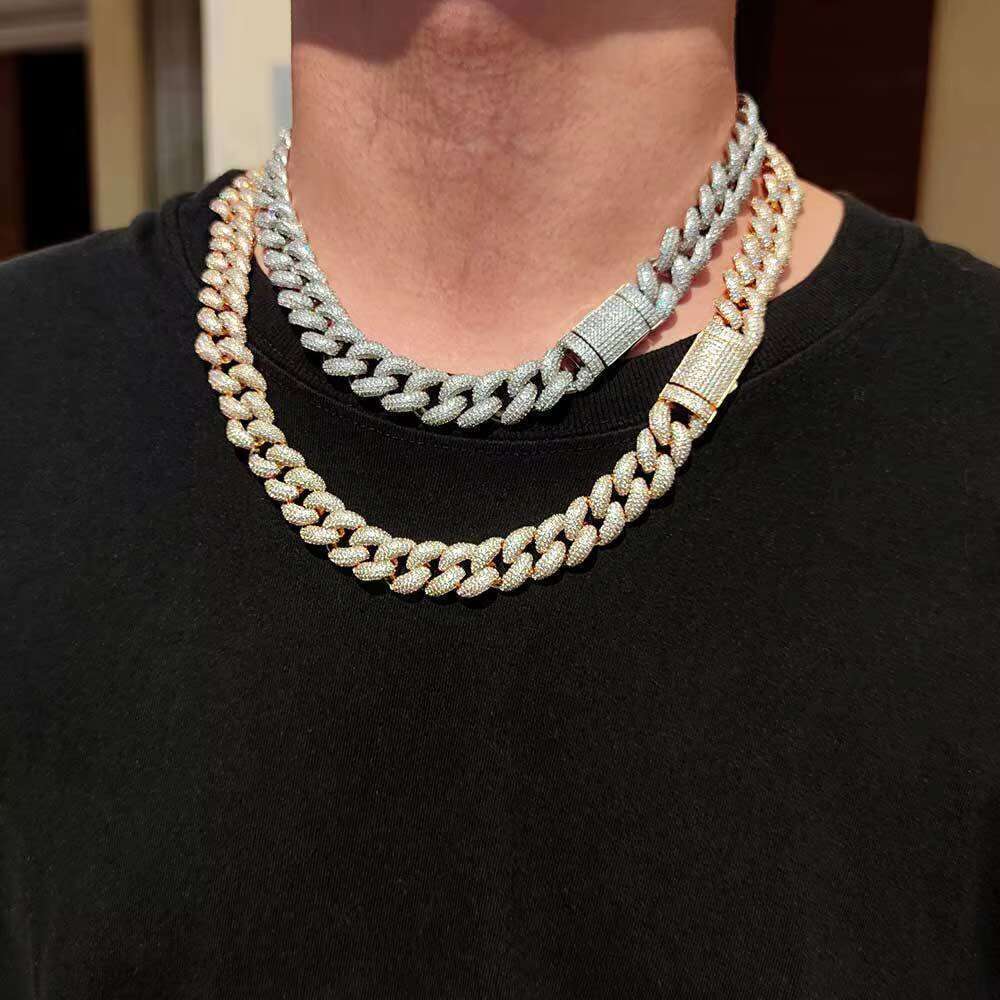 Gold face chilled CZ thick Miami Cuban chain hip-hop necklace