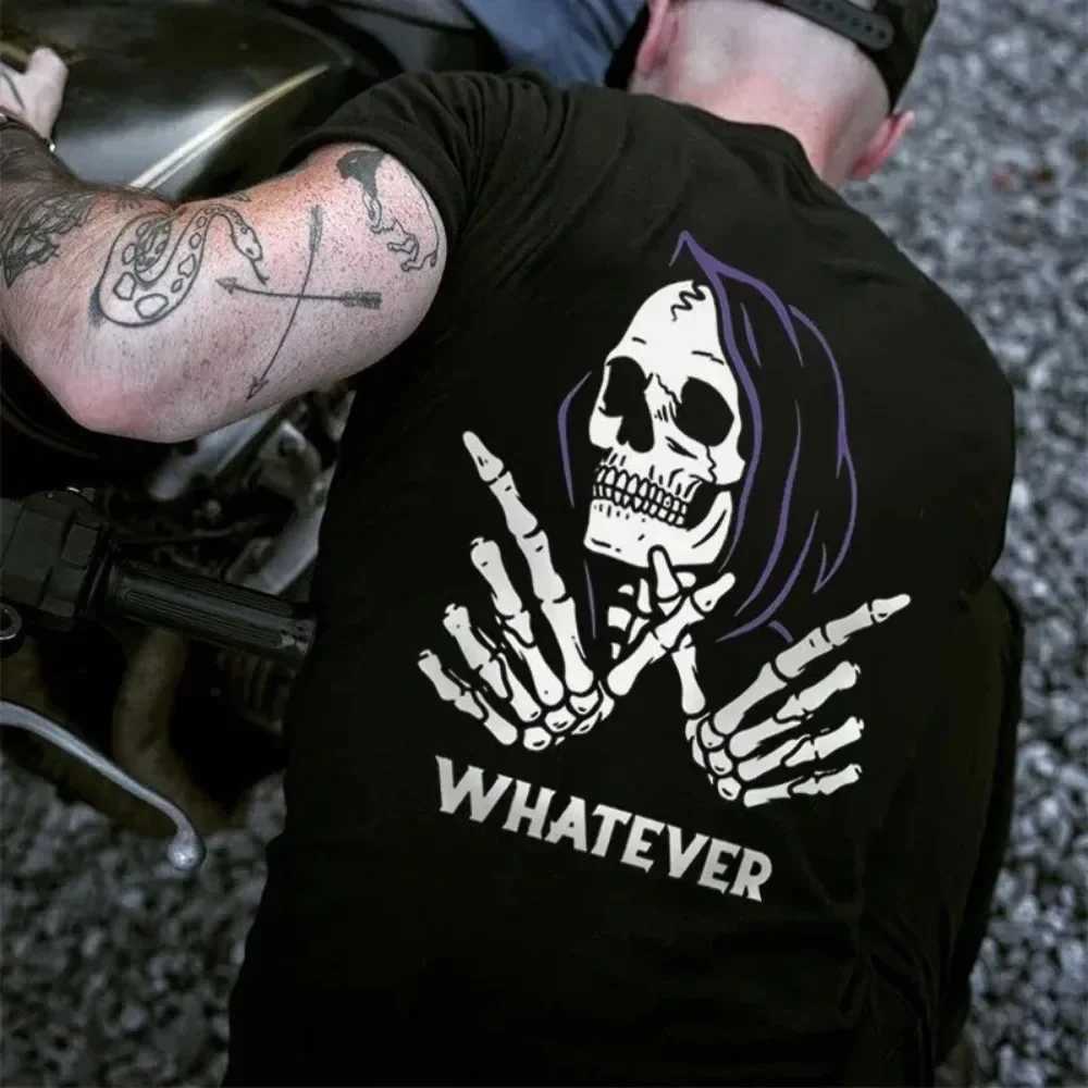 Summer mens T-shirt Gothic Harajuku skull graphic printed T-shirt punk skull street short sLeeved oversized mens clothingXJ250409