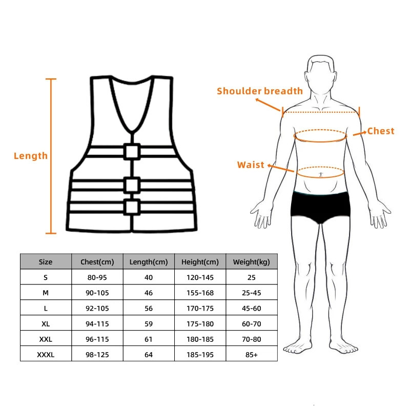 Adult life jacket water sports safety vest surfing lifeguard kayaking and water sports 120kg 250409