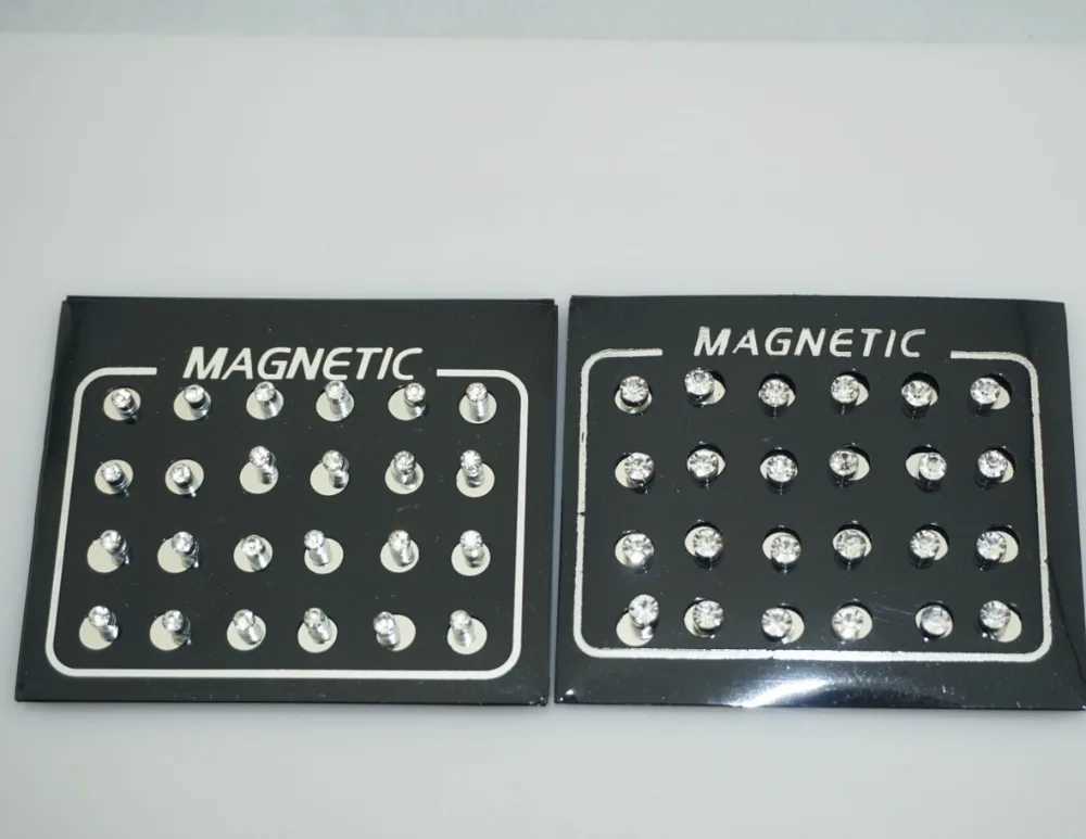 12 Pair(24pcs)/lot 3/4/5/6/7mm Round Crystal Rhinestone Magnet Stud Earring Puck Womens Mens Magnetic Fake Ear Plug Jewelry Z250408