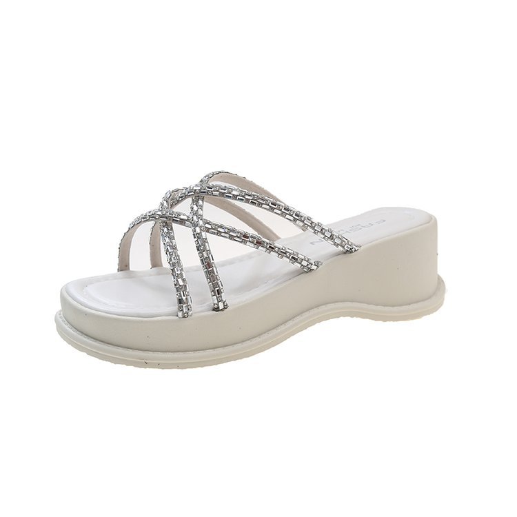 Women's 2025 summer new fashion thick sole increase wedge slippers with skirt to wear slim and beautiful slippers