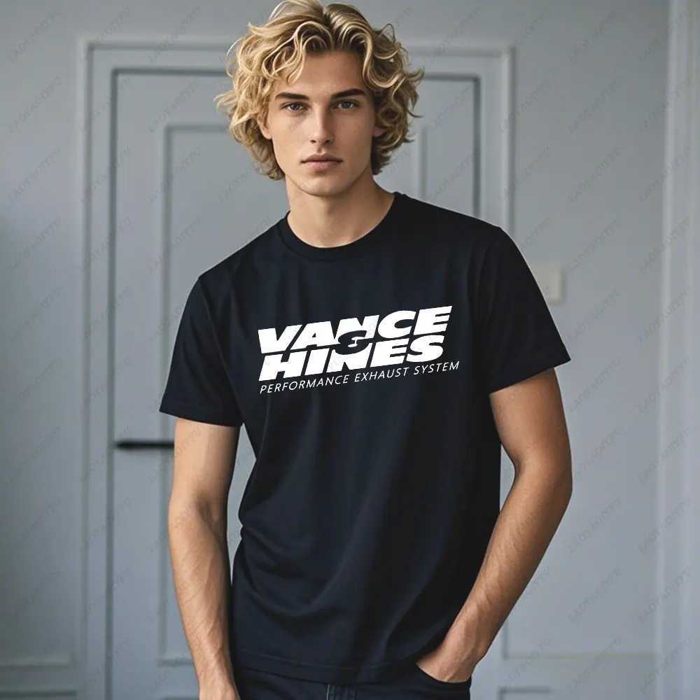 VANCE HINES Printed Fashionable Mens T-shirt Inspired by Motorcycle Racing Exhaust System Mens T-shirt Casual Loose Harajuku Soft T-shirtXJ250409